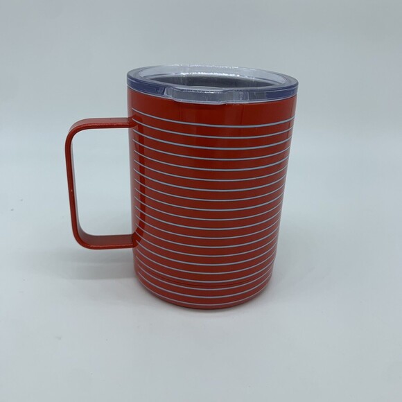 Anthropologie Travel Mug w/ Lid GRATEFUL Coffee Cup Stripes Summer July 4th USA - Picture 3 of 10